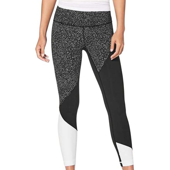 Lululemon Wunder Under Hi-Rise 7/8 Tight 25" Night View White Black Size 4 EUC - Picture 3 of 9